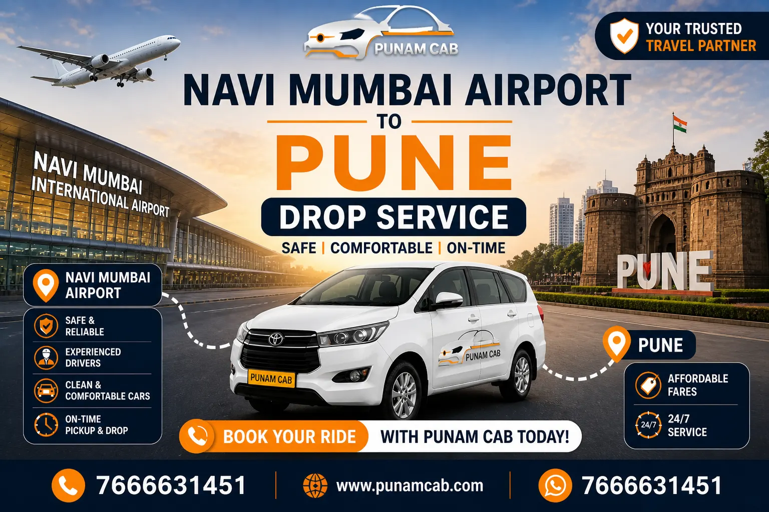 Navi Mumbai Airport to Pune Cab