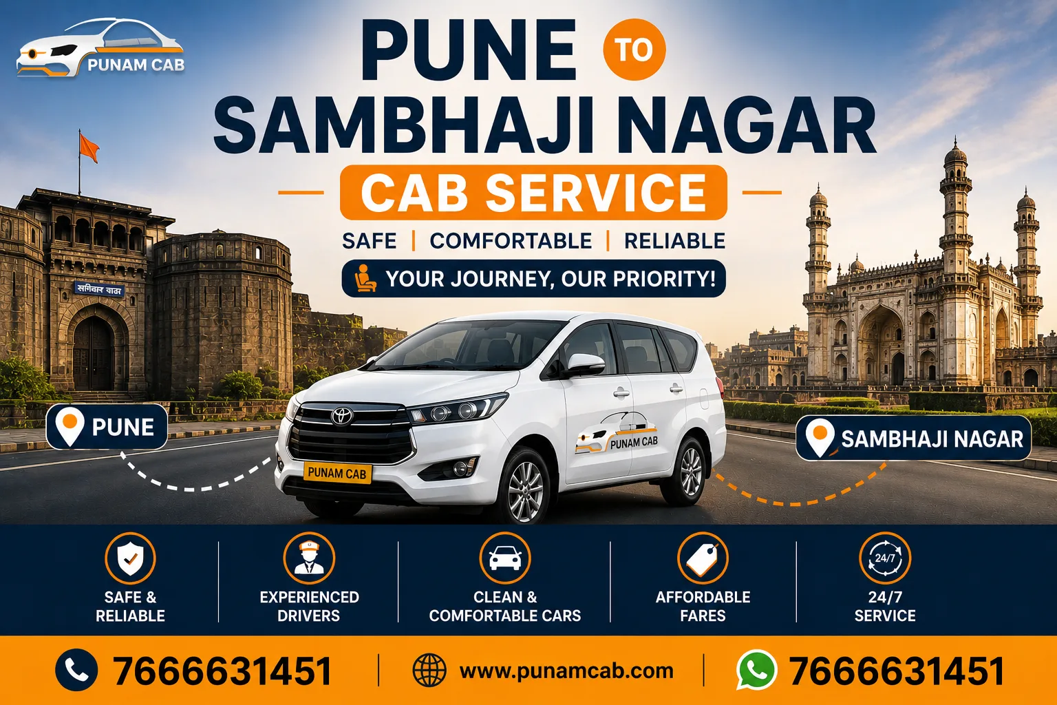 Pune to Sambhaji Nagar Cab